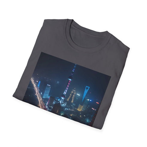 Shanghai Nights watercolor T-shirt in Charcoal, size S.
