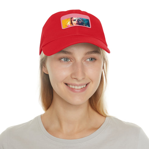 Neon Dream Margot Cap in White with Light Brown Rectangle Patch