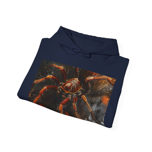 Tarantula Molting Majesty Navy Hoodie for Men and Women.