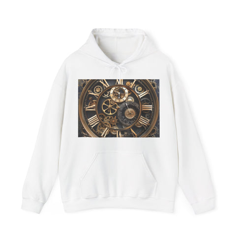 Steampunk clockwork voyage hoodie in navy, size S.