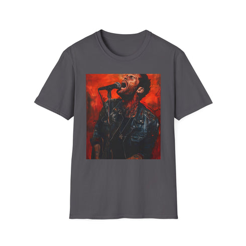 Maroon 5 band portrait charcoal T-shirt. Fitted crew neck cotton tee.