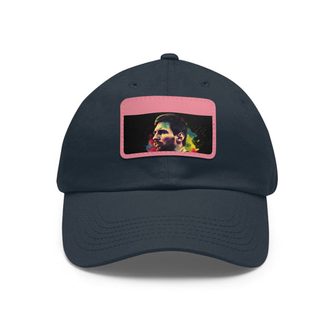 Messi Neon Splash Cap in White with Light Brown Rectangle Patch