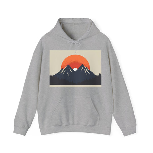 Minimalist navy sunrise hoodie for men and women - size small.