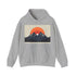 Minimalist navy sunrise hoodie for men and women - size small.