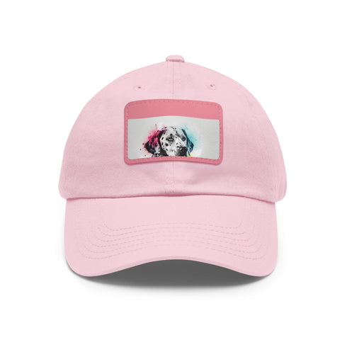 Dalmatian baseball cap with cute dalmatian graphic, white/light brown patch.