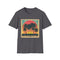 Palm Paradise Retro Sunset Escape T-Shirt in Charcoal.