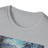 Charcoal cotton t-shirt with winter wonderland painting and crew neck design