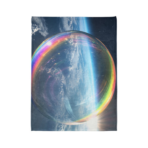 Dream Bubble Drifting over the Earthsola Plush Fleece Throw Blanket