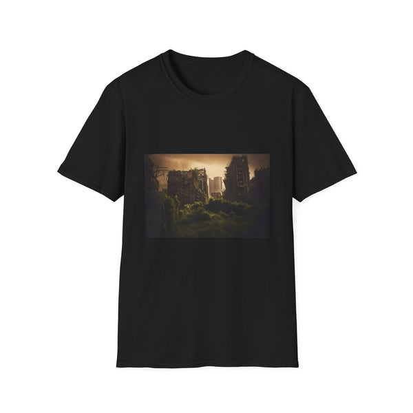 🌆 Ethereal Ruins: City of Lost Light 🌆 | T-Shirt | also do, and making sure each description is 100-150 words in length, Create a product title for the tshirt: Twisted Skyscrapers Of The Eerie City, do not repeat the same description twice, Now create 3 different versions of product description for the tshirt, one for each of the following 3 platforms, using at least 5 of the keywords from the list in each version | Prints with Passion