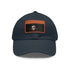 Ben Affleck's signature style cap in white with light brown rectangle patch.