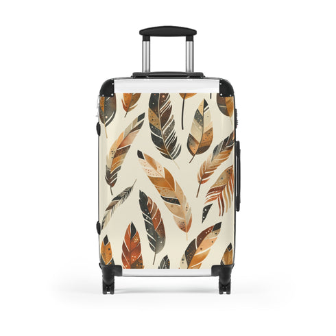 Boho Feather Dream Suitcase Pattern Bag, Small Black Travel Accessories