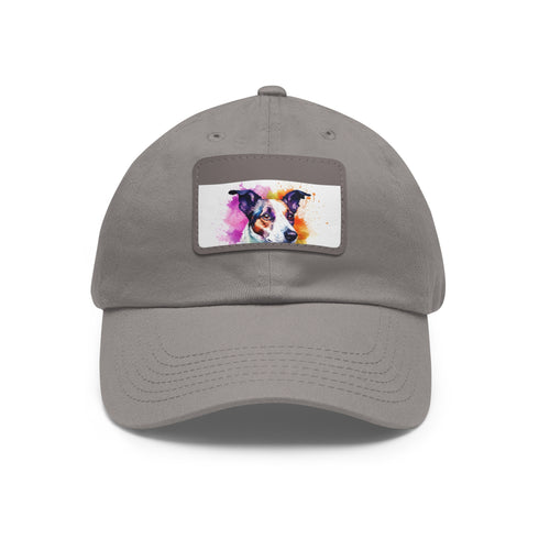 Adorable Jack Russell Snapback Cap in White with Light Brown Patch