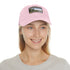 White cotton baseball cap with serene New Zealand lake view patch