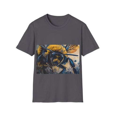 Vibrant bumblebee watercolor tee, perfect for nature lovers and art enthusiasts.