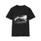 Charcoal crew neck T-shirt with vibrant racing Bugatti print