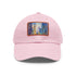 Chicago skyline watercolor baseball cap with white rectangle patch.