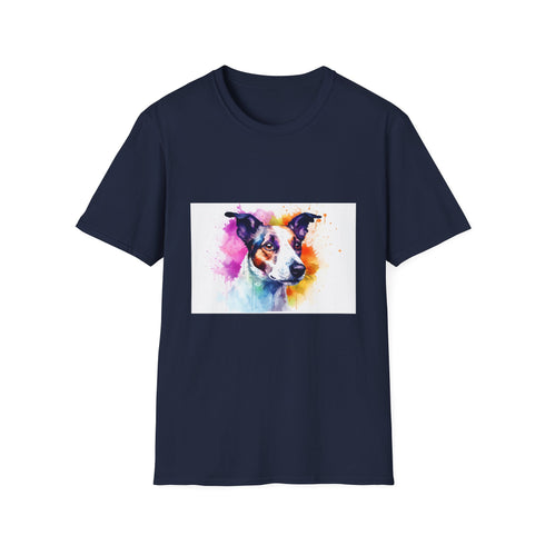 Charcoal cotton T-shirt featuring cute Jack Russell Terrier design for summer