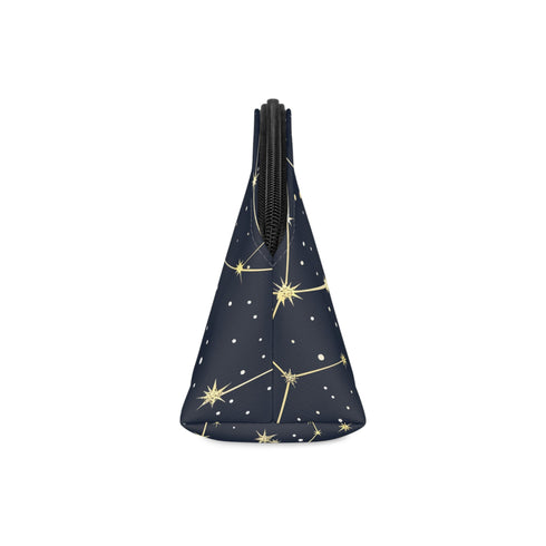 Glowing constellation stars travel makeup pouch with zipper.