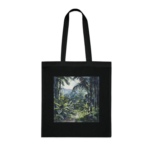 Black cotton Congo Rainforest Canopy Tote Bag: nature-inspired, high-quality, stylish, versatile.