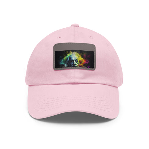 Genius Vision Neon Baseball Cap in white with light brown patch.