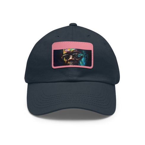 Neon watercolor baseball cap with light brown patch and rectangle shape.