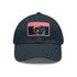 Neon watercolor baseball cap with light brown patch and rectangle shape.