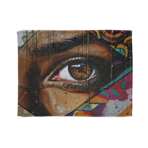 Urban Canvas Blanket with bold street art graffiti design.