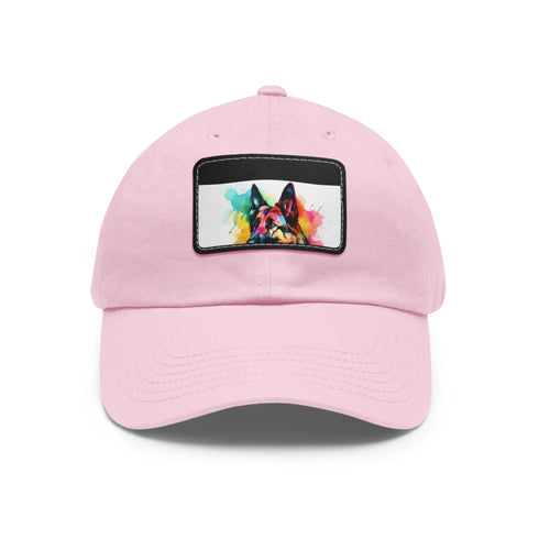 German Shephard Pup cotton baseball hat with light brown patch.