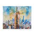 Empire State watercolor puzzle featuring iconic New York City landmark.