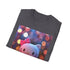 Charcoal crew neck cotton T-shirt with pastel Hello Kitty adventure graphic