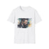 Watercolor Batman graphic on charcoal cotton crew neck t-shirt