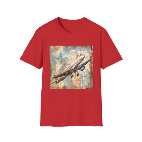 Vintage airplane adventure themed black t-shirt in 2XL.