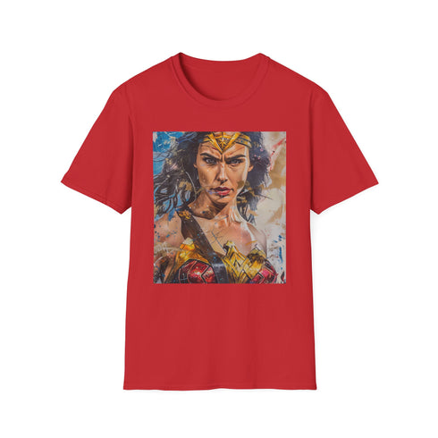 Charcoal cotton T-shirt with vibrant Wonder Woman portrait and regular fit