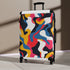 Abstract pattern black suitcase for stylish travelers.