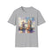 Vibrant charcoal cotton T-shirt with watercolor Tower Bridge graphic
