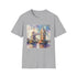 Vibrant charcoal cotton T-shirt with watercolor Tower Bridge graphic