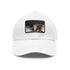Ed Sheeran watercolor splatter baseball cap with light brown rectangle patch.