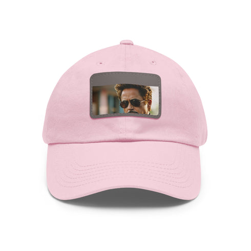 Iron Shades Snapback Cap in White with Light Brown Patch.