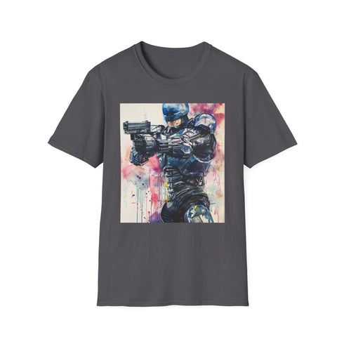 RoboCop T-shirt in Charcoal, Men's Size Small, Crew neck cotton blend