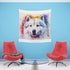 Samoyed Charm: A Tapestry of Snowy Smiles | Wall Tapestry | All Over Print, AOP, Decor, Halloween, Home & Living, Home Decor, Indoor, Spring Essentials, Sublimation, Tapestry | Prints with Passion