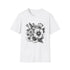 Hand-drawn floral charcoal T-shirt with vibrant botanical details cotton crew neck
