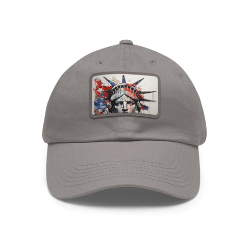American flag baseball cap with colorful line drawing splash design.