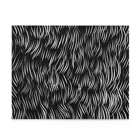 Calligraphy strokes puzzle with intricate textura quardrata design.