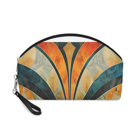 Abstract Art Deco Print Makeup Bag with Zipper - Travel Size