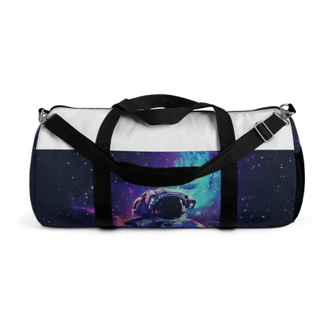 NASA-inspired cosmic print small duffel bag, Made in USA.
