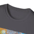 Charcoal cotton crew neck T-shirt with bold urban art graphics