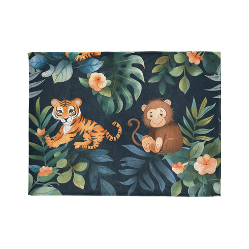 Jungle inspired tiger sublimation blanket for cozy indoor relaxation.
