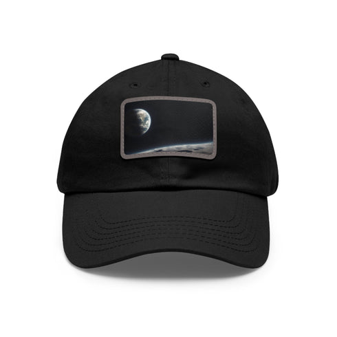 Earths Horizon Cap in White with Light Brown Rectangle Patch - Cotton Hat