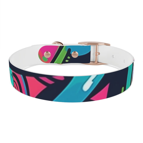 Neon graffiti dog collar for trendy pets, size M, black onyx.