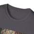 Charcoal cotton crew neck t-shirt featuring enchanted woodland creatures design